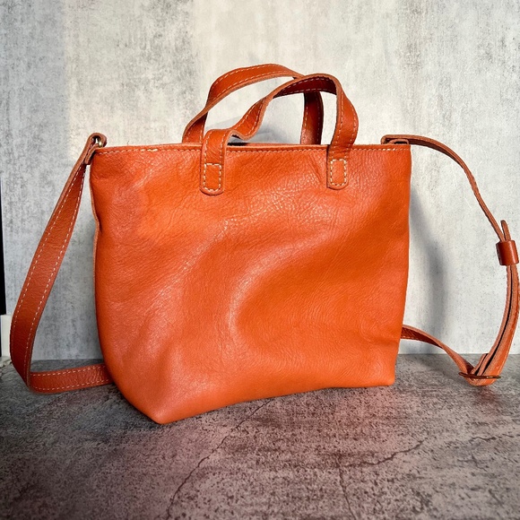 Portland Leather Goods Mini Crossbody Tote - Orange - Picture 1 of 3